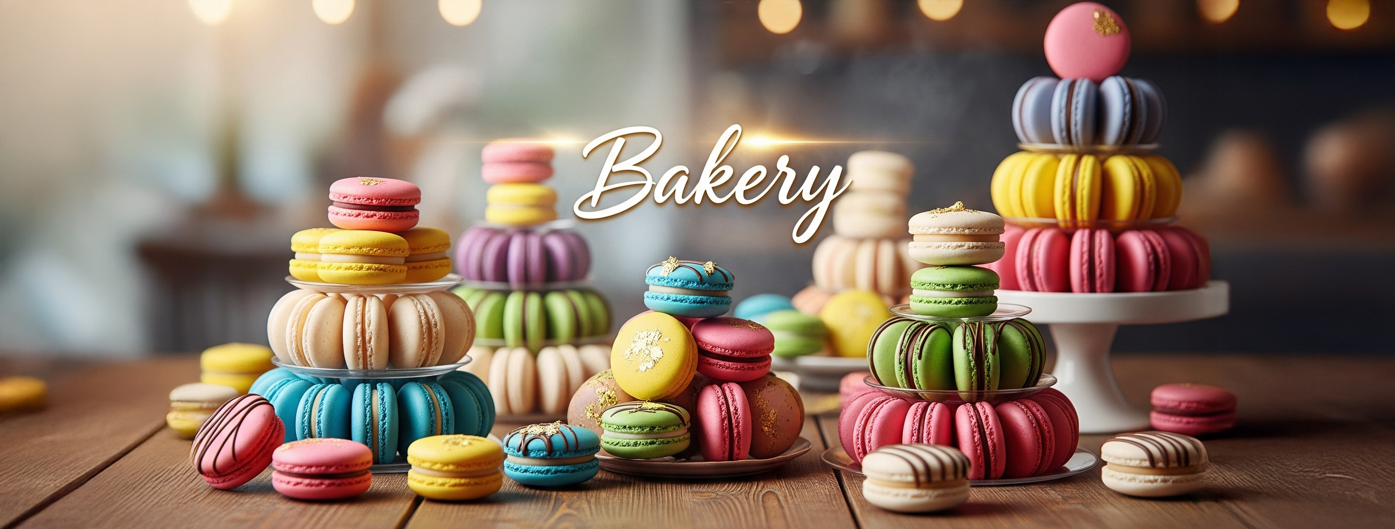 Delicious baked goods banner for Macaron Bakery